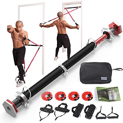 Estleys G3 PRO Full Portable Home Gym Workout Package, Pull Up Bar for Doorway   Resistance Bands, Portable Horizontal Chin Up Bar for Adjustable Width, Build Muscle and Burn Fat