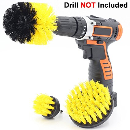 Cooptop Medium Bristles Drill Brush Set - Bathroom & Kitchen Scrub Brush Cleaning Kit - Power Scrubbing Drill Attachment - Great for Cleaning Bathtubs, Shower, Sinks, Tiles and Much More