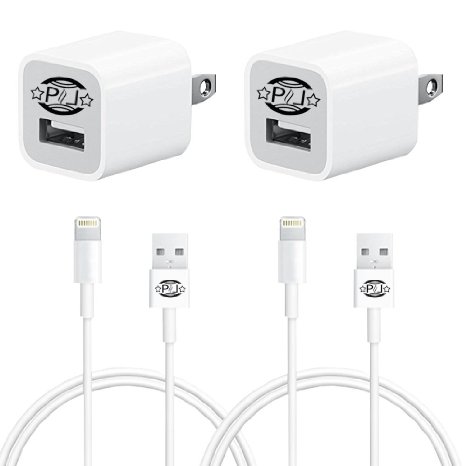 PHL 4 in 1 Combo Pack of 2 High Quality Usb Data Cables 2 Wall Charger Compatible with Iphone 55c5s66 Plus Ipad Air4mini Ipod Touch 5 Ipod Nano 7 2XWH