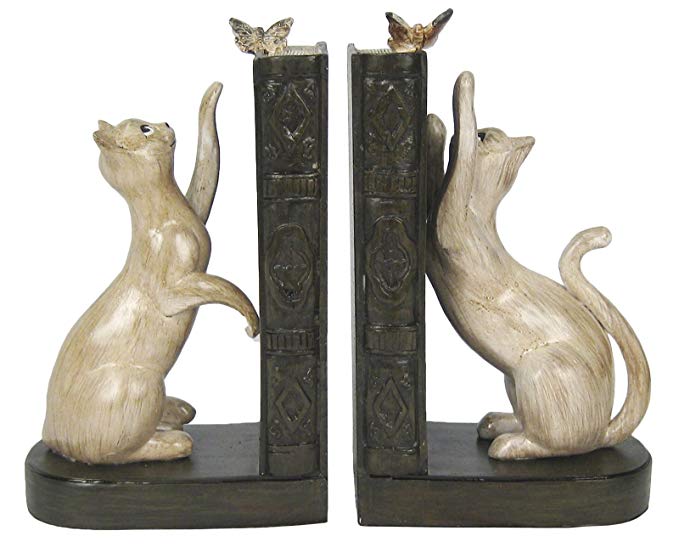 Cat Butterfly Bookends 19.5cm Resin Animal Ornaments