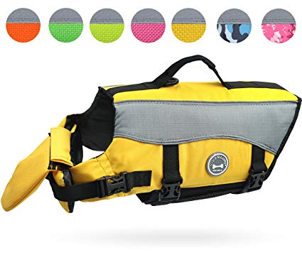 Vivaglory Dog Life Jackets with Extra Padding for Dogs, Available in 5 Sizes & 8 Colors