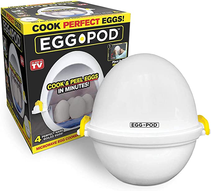 EGGPOD by Emson Microwave Hardboiled Egg Maker, Cooker, Boiler & Steamer, 4 Perfectly-Cooked Hard boiled Eggs in Under 9 minutes As Seen On TV