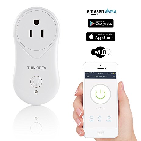 Smart Wifi Plug, THINKIDEA Alexa Remote Controlled Outlet Control Your Devices Anywhere No Hub Required USB Charging Port Overload Protection Works with Amazon Echo and Google Home