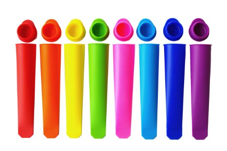 MIREN Silicone Ice Pop Molds,Popsicle Maker Molds,8 Vibrant Colors,Set of 8