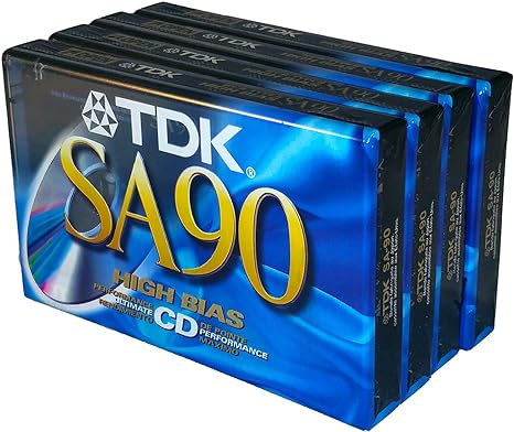 TDK SA 90 Super Avilyn High Bias Ultimate CD Performance Blank Audio Cassettes - 4 Pack