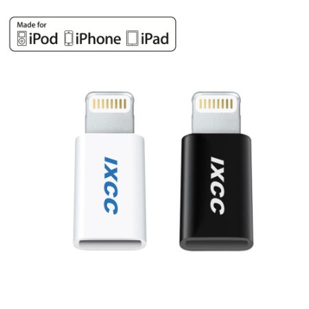 iXCC Micro USB to Apple MFi Certified 8 pin Lightning Adapter for iPhone/iPad/iPod - Black and White (Value Pack)