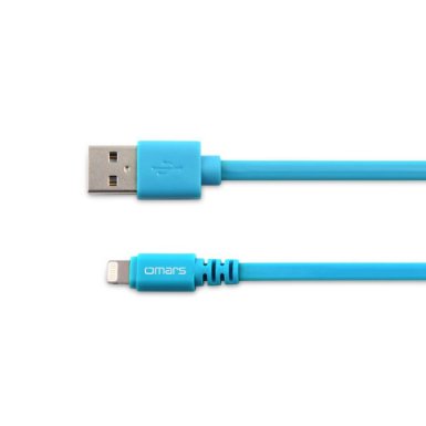 [Apple MFI Certified] Omars 3ft/ 0.9m Lightning 8pin to USB Power and SYNC Flat Cable Charger Cord for Apple iPhone 5 / 5s / 5c / 6 / 6 Plus, iPod touch 5, iPod nano 7, iPad Mini / mini 2/ mini 3, iPad 4 / iPad Air / iPad Air 2 (Blue 0.9m)