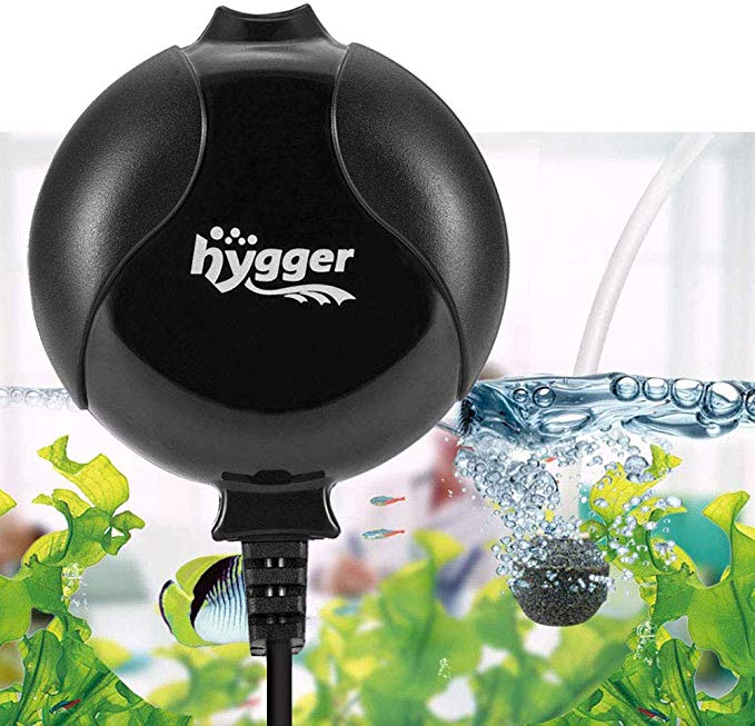 Hygger Aquarium Air Pump, Ultra Silent &lt;33dB Fish Tank Air Pump, 1.5W 420 ml/min High Energy Saving Air Pump with Air Stone, Silicone Tube, Suction Cup and Clips, for Fish Tanks up to 55 Litre