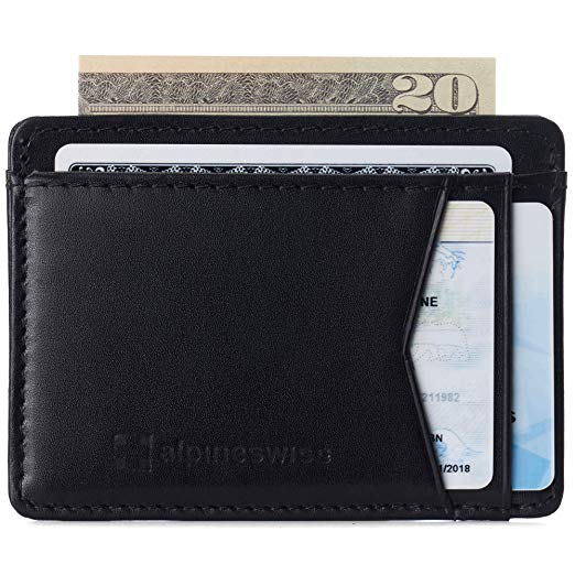 Alpine Swiss RFID Minimalist Oliver Front Pocket Wallet For Men Leather