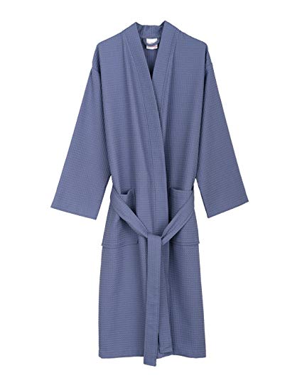 TowelSelections Men's Waffle Bathrobe Turkish Cotton Kimono Robe Made in Turkey