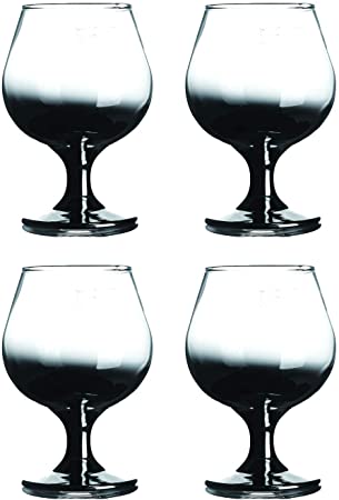 HOMQUEN Crystal Brandy Glass 12-Ounce, 5.3",Craft Spirits Cognac Glasses,Whiskey Glass,Suitable for Spirits, Whiskey, Beer, Wine, Champagne,Set of 4 (Clear with Black Gradient)