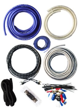 SoundBox Connected 4 Gauge True AWG Amp Kit Amplifier Wiring Complete Install Kit Cables 3000 Watt Peak Power Handling, Blue
