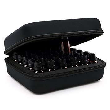 Hipiwe Hard Shell Essential Oil Carrying Case 30 Bottles EVA Essential Oils Storage Bag - Perfect for doTerra and Young Living Oils with Foam Insert (Black)