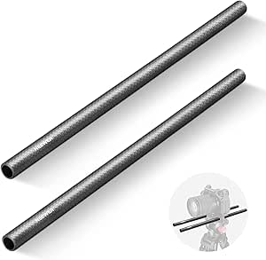 NEEWER 15mm Carbon Fiber Extension Rods 15.7"/40cm Compatible with SmallRig Compatible with Tilta 15mm Rod Rail Support System, DSLR Shoulder Rig, Camera Stabilizer Cage, Matte Box, Base Plate, SR003