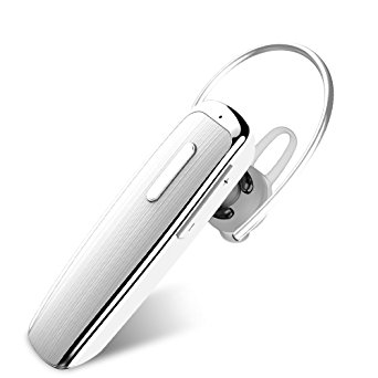Bluetooth Headset New Bee Lightweight Handsfree Bluetooth Headset Wireless V4.0 Earpiece Earbuds 20 hours Playing Time Premium Bass Clear Stereo Sound with Mic for iPhone Android Smart Phones (White)
