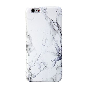 EVERMARKET(TM) White Marble Pattern Soft Rubber TPU Case Cover and 1 Clear Screen Protector for Apple iPhone 5C