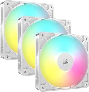 CORSAIR RS120 ARGB 120mm PWM Fans – Daisy-Chain Connection – Low-Noise – Magnetic Dome Bearing – Triple Pack – White