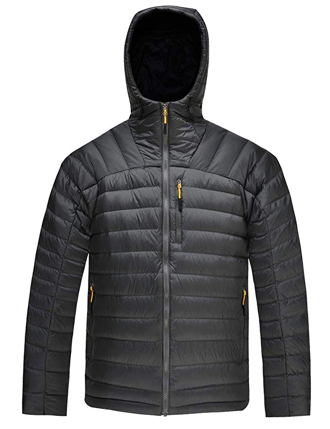 HARD LAND Men’s Packable Down Jacket Hooded Lightweight Winter Puffer Coat Outerwear