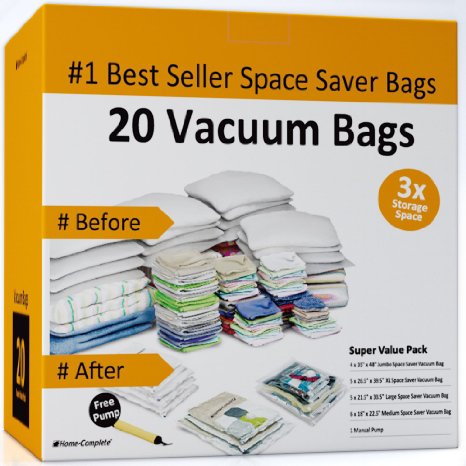 Home-Complete Vacuum Storage Bags - 20 Space Saver Bags