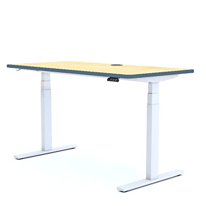 Monarch Elevate Height Adjustable Table Desk | Electric | 3 Stage Dual Motor | Ergonomic Sit-Stand Solution | Laminate Table Top Desk (Thansau Maple, 1500 X 700)