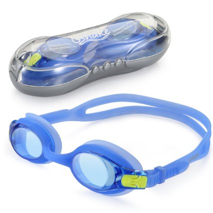 Kids Swim Goggles, Ushake Anti-fog UV Protection Hypoallergenic Silicone Gaskets Swimming Goggles for Kids and Early Teens