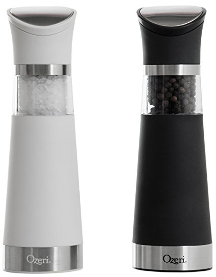 Ozeri Graviti Pro Electric Salt and Pepper Grinder Set, BPA-Free (Black and White)