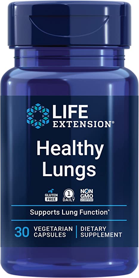 Life Extension Healthy Lungs – Lung Support Supplement - Helps Maintain Lung & Breathing Health with Boswellia, Bael, Saffron, Andrographolide - Gluten-Free, Once Daily - 30 Vegetarian Capsules