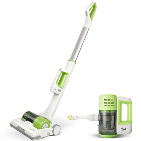 Dibea C01 Cordless Upright Vacuum Cleaner, Powerful 2-in-1 Stick and Handheld Vacuum for Carpet Pet Hair with LED Light, Titanium Grey (white)