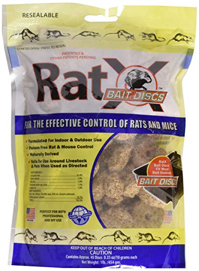 EcoClear Products 620118, RatX Bait Discs, All-Natural Non-Toxic Humane Rat and Mouse Killer, 1 lb. Bag Contains 45 Discs