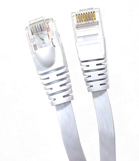 Micro Connectors, Inc. 50 feet FLAT Cat6 RJ45 UTP Networking Cable -White (E08-050FL-W)