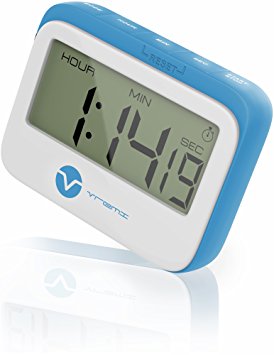 Vremi Digital Kitchen Timer Magnet - Loud Magnetic Kitchen Timer Clock with Alarm and Large Display in Cute Retro Shape - 60 Minute 24 Hour Electric Timer with Stopwatch - Blue