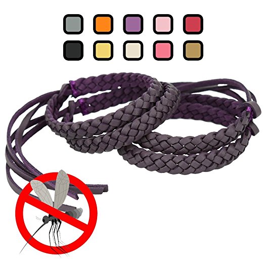 Kinven Original Mosquito Insect Repellent Bracelet Waterproof Natural DEET FREE Insect Repellent Bands, Anti Mosquito Protection Outdoor & Indoor, Adults & Kids, 4 bracelets, in Purple
