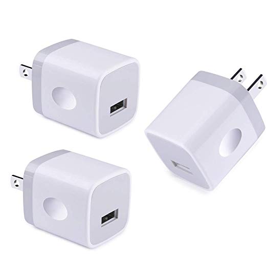 1-Port USB Wall Charger, NINIBER 1A Charging Block Box USB Power Adapter 3 Pack Compatible iPhone 6 6S SE Plus 4S 5,Samsung Galaxy S7 S6 Edge,LG G4 G3, HTC,Nexus,Moto E4, BlackBerry,Huawei,Sony,ZTE