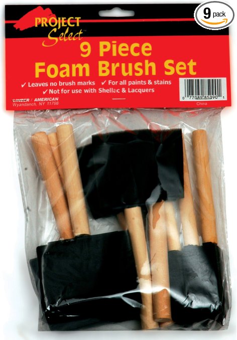 Linzer A-8509 Foam Brushes, For All Paints & Stains, (9-Pack)