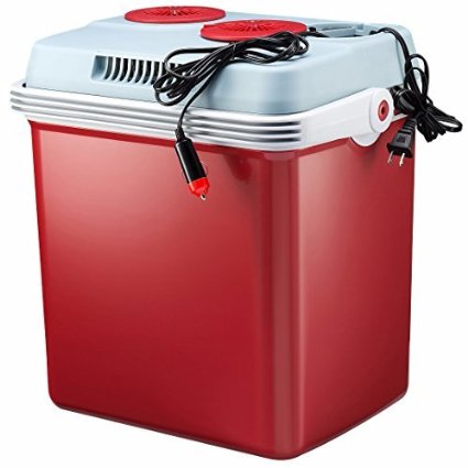 Knox 27 Quart Electric Car Refrigerator Cooler and Food Warmer Red with Built in Car and House Plug