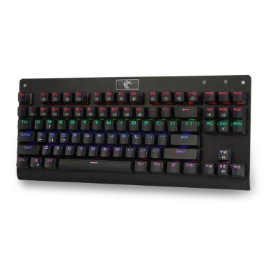 MechanicalEagle Z-77 Multicolor Backlit 87 Keys Mechanical Gaming Keyboard with Blue Switches (Black)
