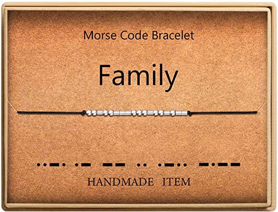 SANNYRA Morse Code Bracelet 14k Gold Plated Beads on Silk Cord Friendship Bracelet Gift for Her