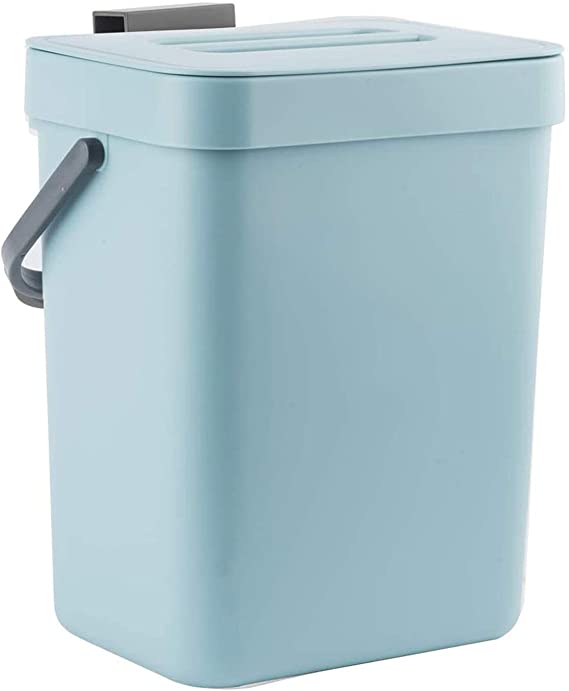 LALASTAR Small Trash Can with Lid, Odorless Mini Trash Can, Plastic Hanging Waste Basket for RV/Office/Bedroom/Dorm, 3L/0.8 Gal, Blue