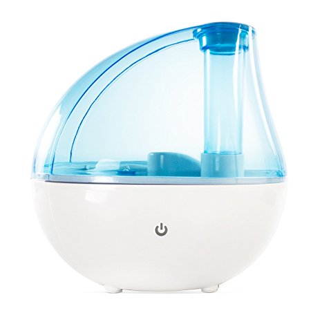 Sol Wellness Cool Mist Humidifier - Ultrasonic Quiet Operation Device - With Night Light And Automatic Shut Off - 1.5 Liter - White/Blue