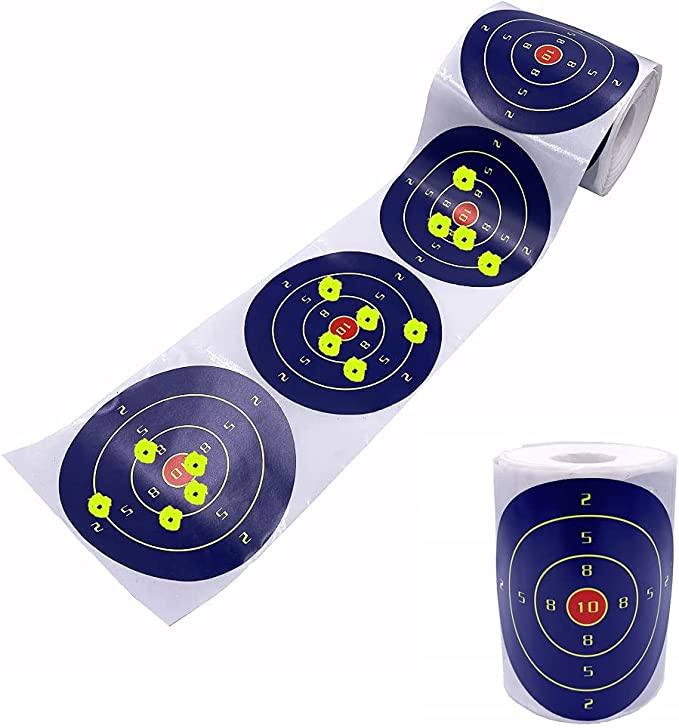 4 inch x 200 pcs Navy Blue Splatter Target roll with Sharp Yellow Blooms Shooting Stickers self Adhesive