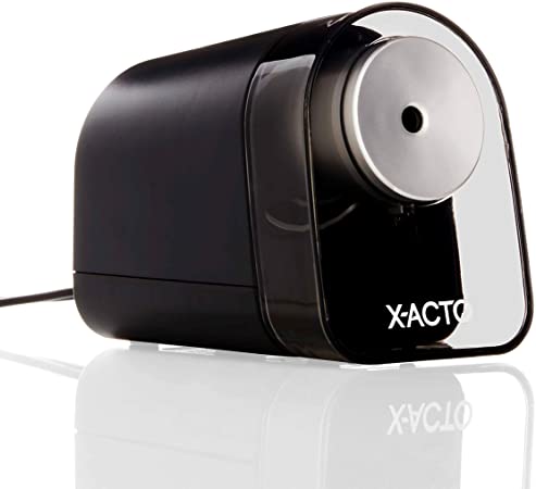 X-ACTO Pencil Sharpener, XLR Electric Pencil Sharpener, Pencil Saver, SafeStart Motor, Black, 1 Count