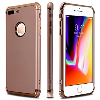 iPhone 7 Plus Case,iPhone 8 Plus Case,Casegory 3 in 1 Ultra Thin Slim Fit Reinforced Corner Soft Silicone TPU Shockproof Protective Air Cushion Bumper iPhone 7 Plus Phone Case- Shiny Gold