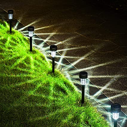 GIGALUMI Solar Garden Lights Outdoor 12 Pack, Bright Solar Powered Landscape Lights, Waterproof Solar Lights Outdoor for Pathway, Lawn, Yard, Patio, Path, Walkway Decoration (Cold White)