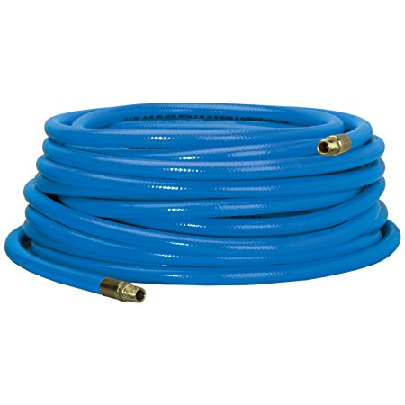 Campbell Hausfeld Heavy-Duty Air Hose 50ft, 3/8-Inch, Reinforced PVC Hose with Brass Fittings, Blue (PA117801AV)