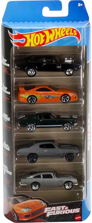 Hot Wheels Cars, 5 Fast & Furious 1:64 Scale Vehicles, Toy Race & Drift Car Replicas from the Fast Movies, Exclusive Deco, for Kids & Collectors