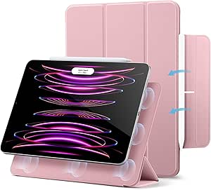 ESR for iPad Pro 12.9 Case (2022/2021/2020, 6th/5th/4th Generation), iPad Air 13 Inch Case 2024 M2, Convenient Magnetic Attachment, 2-Way Stand, Rebound Magnetic Case, Pink