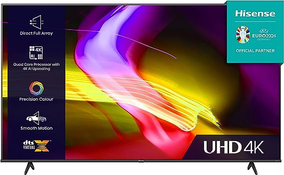 Hisense 43 Inch UHD VIDAA Smart TV 43E6KTUK - Dolby Vision, Pixel Tuning, Voice Remote, Share to TV, and Youtube, Freeview Play, Netflix and Disney (2023 New Model)