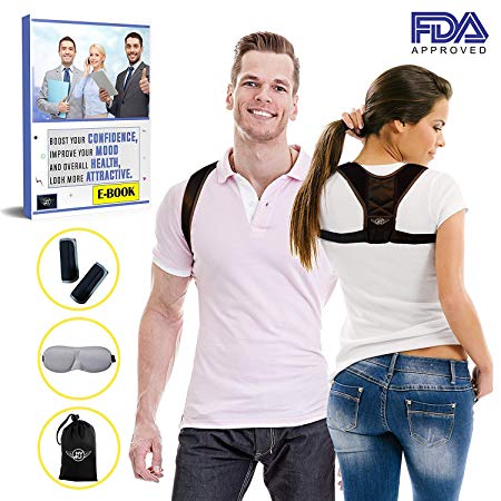 Back Posture Corrector for Women Men Teen - Effective and Comfortable Posture Brace for Slouching and Neck Pain Relief with Carrying Bag   Free Sleeping Mask and Soft Pads by NY4U