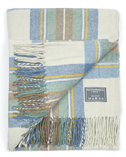 The Tartan Blanket Co. Recycled Wool Blanket Stewart Muted Blue Tartan 68" x 59"
