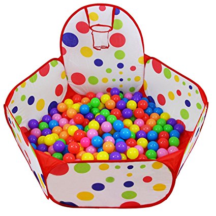 Dreampark Kids Ball Pit Playpen Ball Tent Pool with Basketball Hoop and Zippered Storage Bag for Toddlers, 3.28 ft/100cm (Balls not Included)